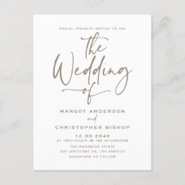 Postal De Invitación Boda boho de caligrafía escrita a mano en color ta