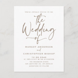 Postal De Invitación Boda boho de caligrafía escrita a mano en color ta