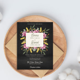 Postal De Invitación Boda botánica de lirio rosa oscuro