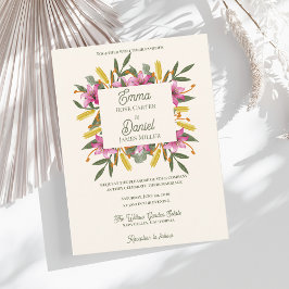 Postal De Invitación Boda Botánica Romántica de Lirio Rosa Claro