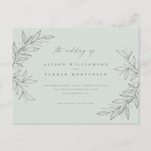 Postal De Invitación Boda botánico de la Casa de la Moneda de la Natura (Anverso)