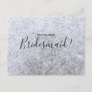 Postal De Invitación Boda Bridesmaid   Chip de madera blanco moderno El