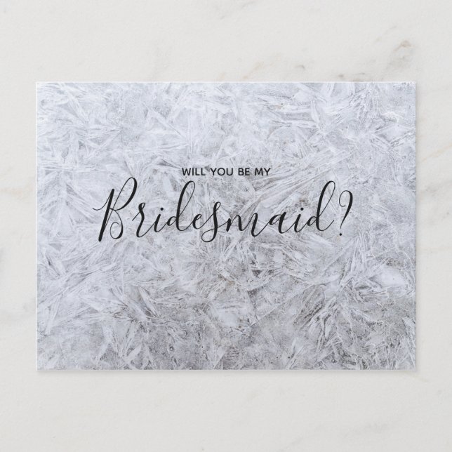 Postal De Invitación Boda Bridesmaid | Chip de madera blanco moderno El (Anverso)