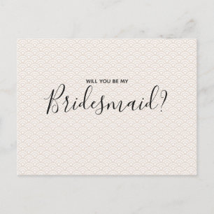 Postal De Invitación Boda Bridesmaid   Elegante patrón rosa blanco