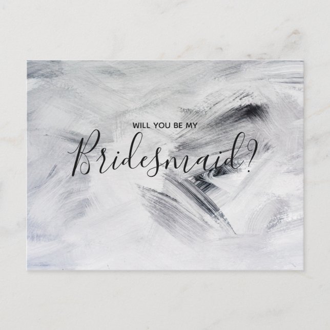 Postal De Invitación Boda Bridesmaid | Pinturas de arte blanco (Anverso)