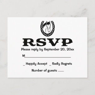 Postal De Invitación Boda campestre de caballos blancos y negros RSVP o