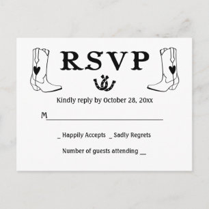 Postal De Invitación Boda campestre RSVP occidental Botas de vaquero rú