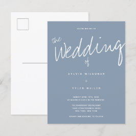 Postal De Invitación Boda Casual Modern Dusty Blue Typography
