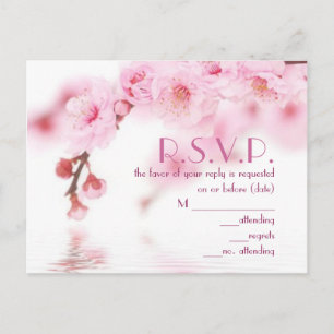 Postal De Invitación boda china rosa flor de cerezo sakura
