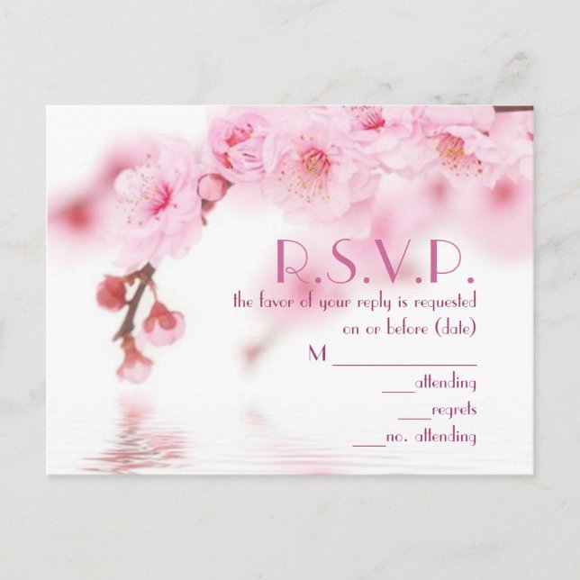 Postal De Invitación boda china rosa flor de cerezo sakura (Anverso)