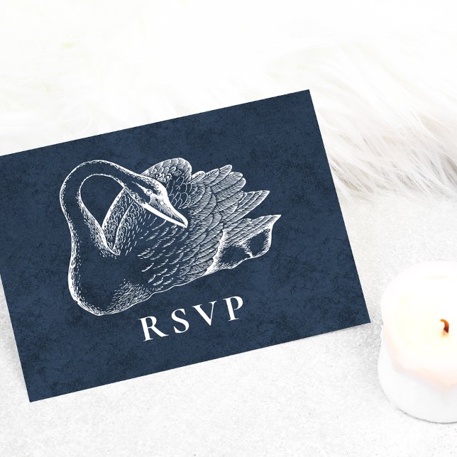 Postal De Invitación Boda Cisne Blanco Marino RSVP (Subido por el creador)