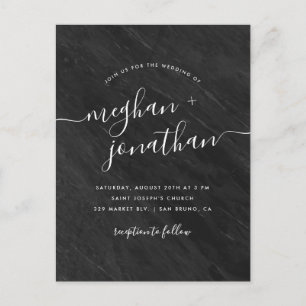 Postal De Invitación Boda contemporánea del mármol del negro de la