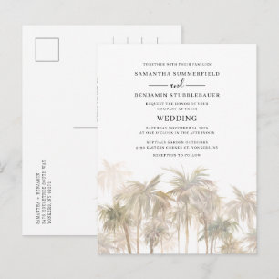 Postal De Invitación Boda Costera con Palmeras Modernas
