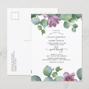 Postal De Invitación Boda de Acuarela Succulenta con Verde de Eucalipto