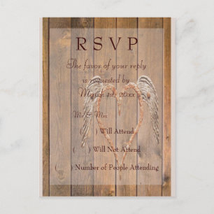 Postal De Invitación Boda de alas de ángel rústico estilo campestre