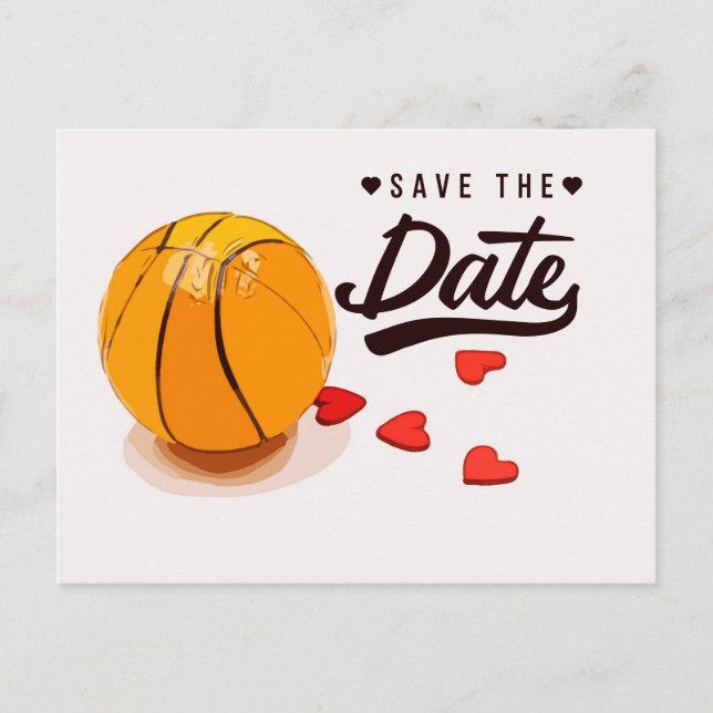 Postal De Invitación Boda de Baloncesto Guardar la Fecha (Anverso)