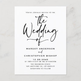 Postal De Invitación Boda de Boho de caligrafía escrita de mano negra
