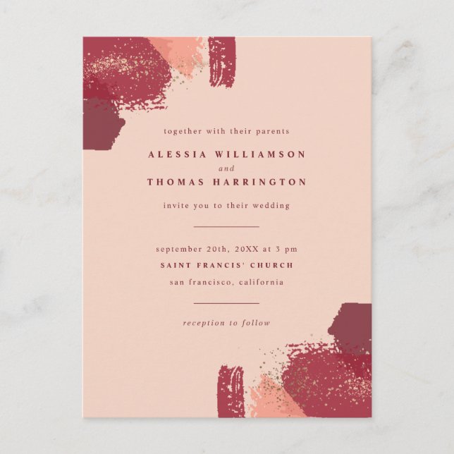 Postal De Invitación Boda de caída de oro y patinaje otoñal (Anverso)