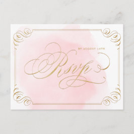 Postal De Invitación Boda de caligrafía elegante de oro de Rubor RSVP