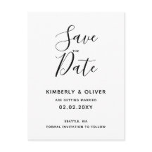 Boda de Caligrafía Negra y Blanca Mínima Simple