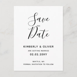 Postal De Invitación Boda de Caligrafía Negra y Blanca Mínima Simple