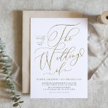 Postal De Invitación Boda de caligrafía sinusal de oro Código QR<br><div class="desc">Invite a su familia y amigos a su día de boda con nuestra postal de invitación a la boda con código QR de personalizable. Incluye la frase "El Boda de" en un guión caprichoso e integra perfectamente un código QR personalizado para acceder fácilmente a todos los detalles de su día...</div>