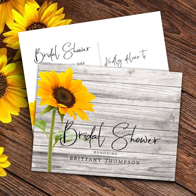 Postal De Invitación Boda de Campo con Girasoles de Madera (Subido por el creador)