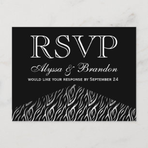 Postal De Invitación Boda de cebra RSVP V07 impresa en un animal blanco