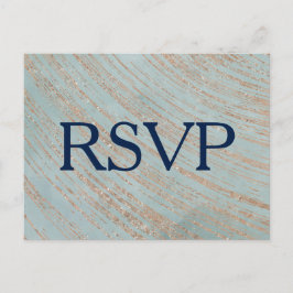 Postal De Invitación Boda de cobre y mármol azul RSVP