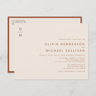 Postal De Invitación Boda de código QR en monograma Minimalista de terr