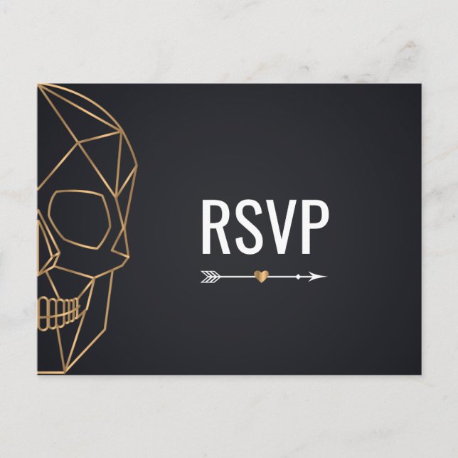 Postal De Invitación Boda de cráneo geométrica RSVP (Anverso)