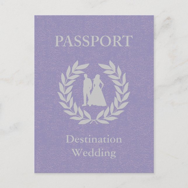 Postal De Invitación boda de destino pasaporte (Anverso)