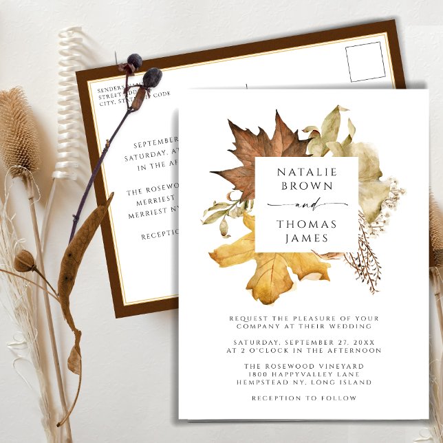 Postal De Invitación Boda De Dusty Brown De Otoño Se Enamoran (Subido por el creador)
