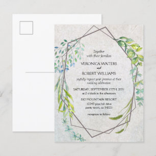 Postal De Invitación Boda de ecología de color de agua de eucalipto rús