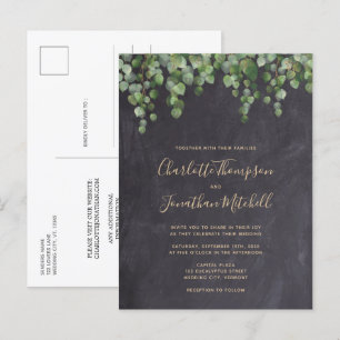 Postal De Invitación Boda de ecología de Eucalyptus Chalkboard Rústico