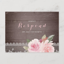 Postal De Invitación Boda de encaje vintage con acuarela de color rugos