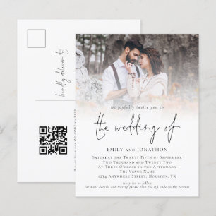 Postal De Invitación Boda de escritura de código QR de fotografía moder