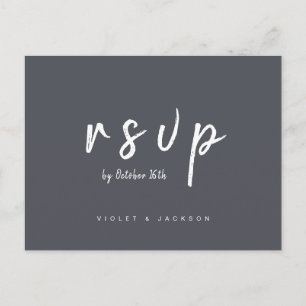 Postal De Invitación Boda de escritura minimalista de carbón vegetal RS