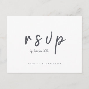 Postal De Invitación Boda de escritura minimalista en blanco y negro RS