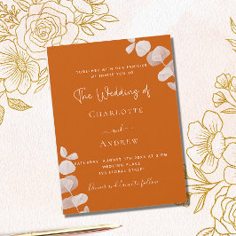 Postal De Invitación Boda de eucalipto naranja quemado