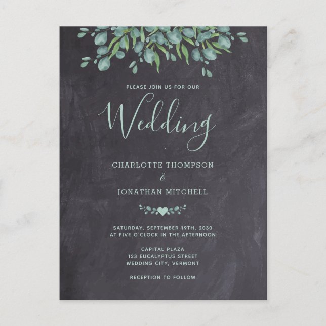 Postal De Invitación Boda de Eucaliptus (Anverso)