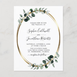 Postal De Invitación Boda de Eucalyptus Gold QR Code RSVP