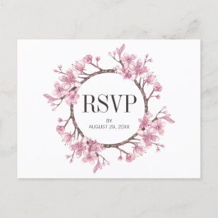 Postal De Invitación Boda de flores de flores de cerezo rosa RSVP