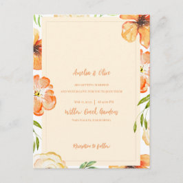 Postal De Invitación Boda de flores de jardín de melocotón suave