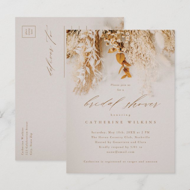 Postal De Invitación Boda de flores de otoño boho ducha nupcial (Anverso / Reverso)