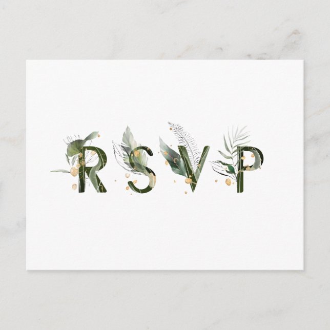 Postal De Invitación Boda de follaje tropical RSVP (Anverso)