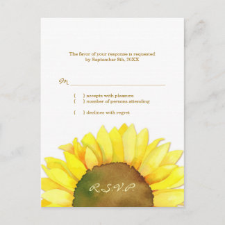 Postal De Invitación Boda de girasol rural RSVP