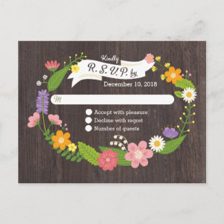 Postal De Invitación Boda de guirnaldas florales rusas de Woodland