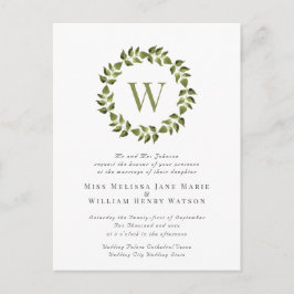 Postal De Invitación Boda de hoja verde húmeda de color húmedo botánico