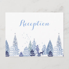 Postal De Invitación Boda de Invierno Copos de Nieve Bosque Acuarela